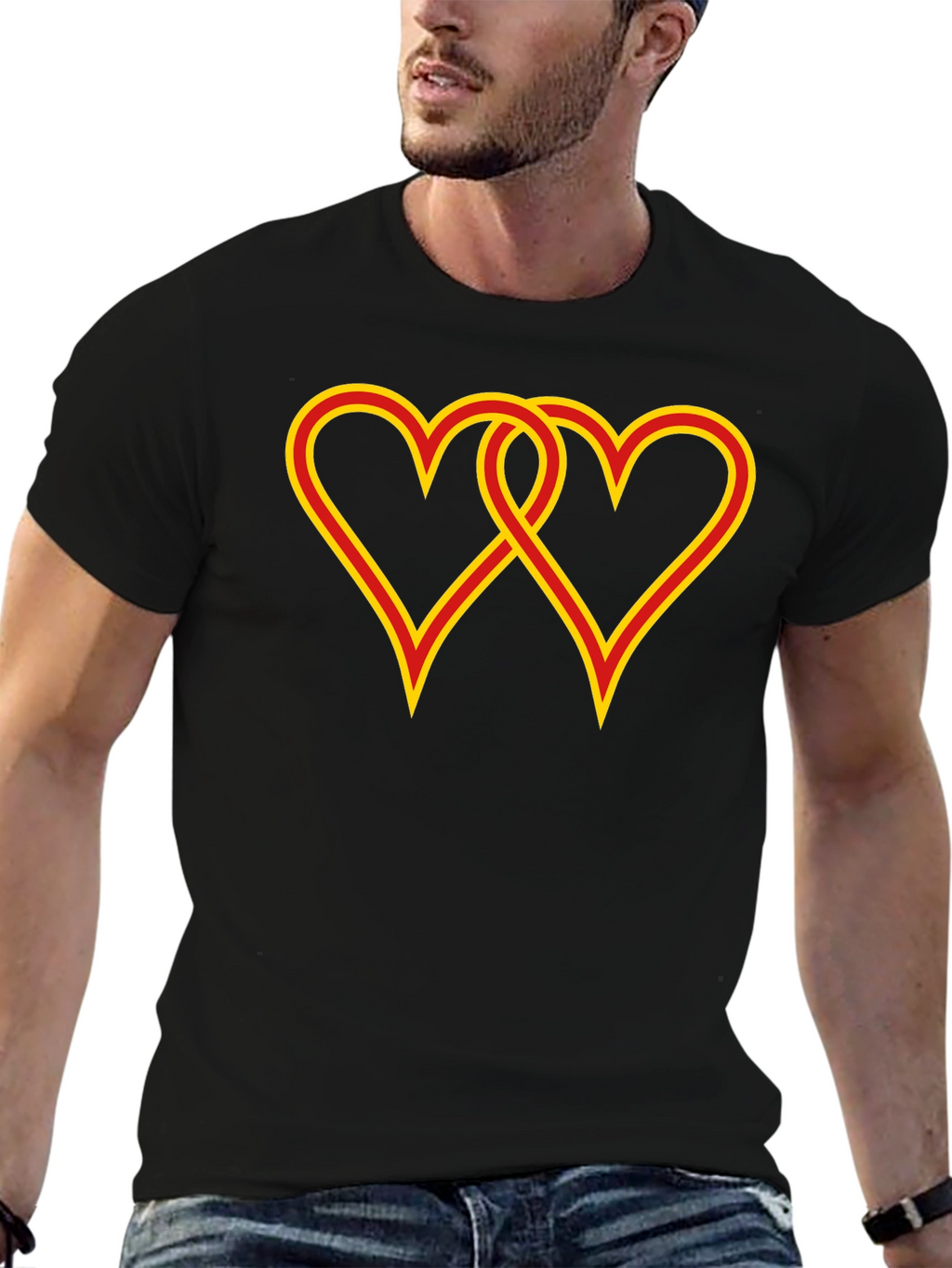 Interlocked Hearts Graphic Black Tee