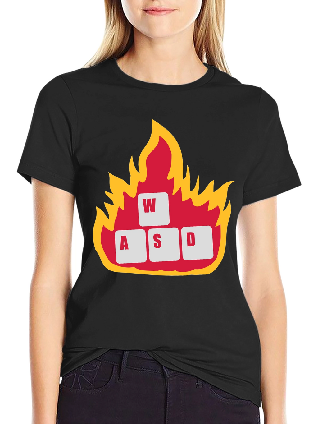 Gaming WASD Keys Flame Graphic T-Shirt