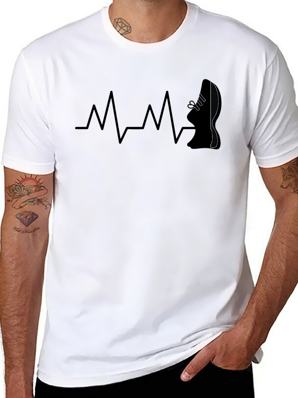 Runners Heartbeat T-Shirt - Black Graphic Tee