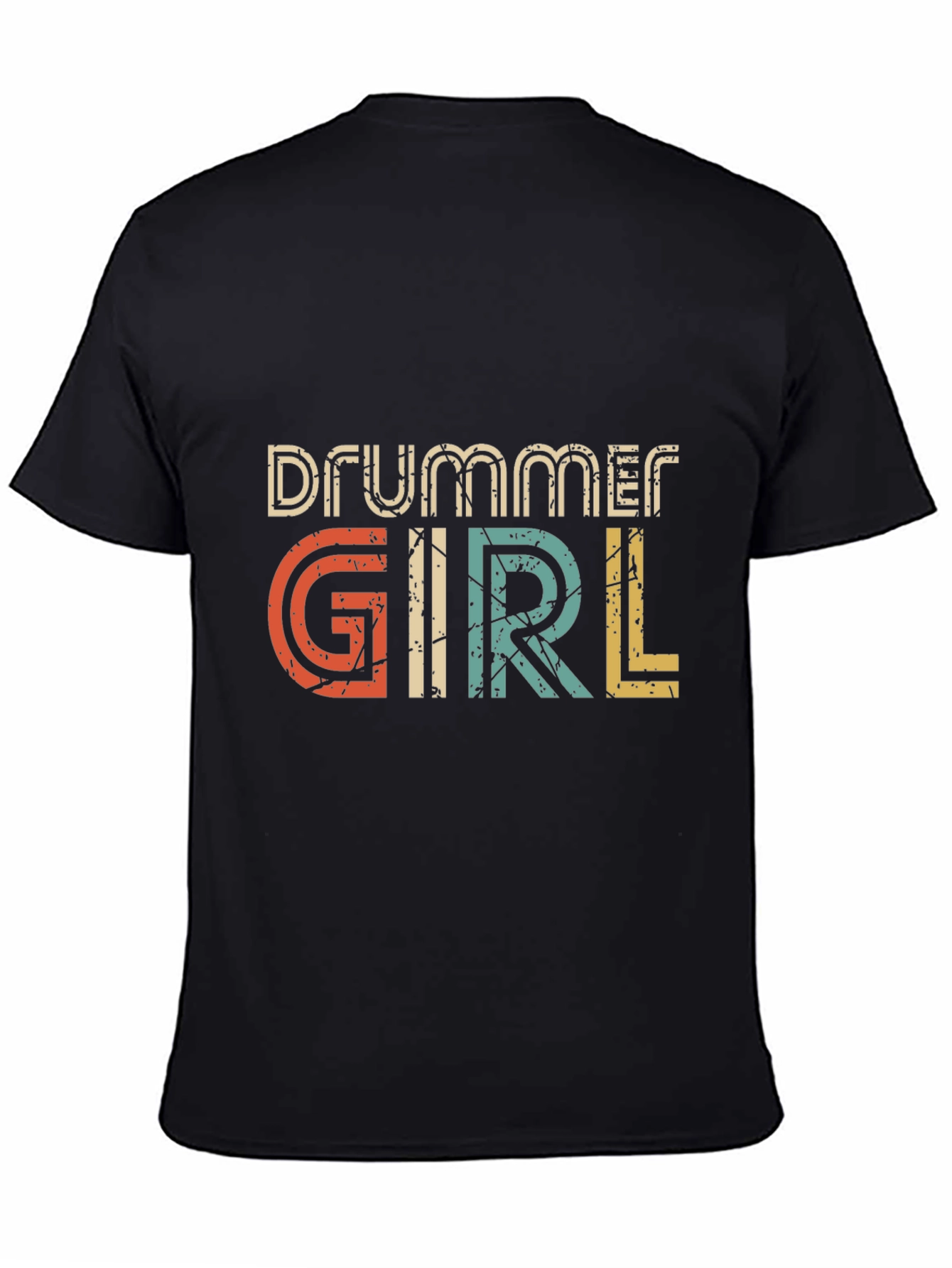 Drummer Girl Retro T-Shirt - Vintage Style Graphic Tee