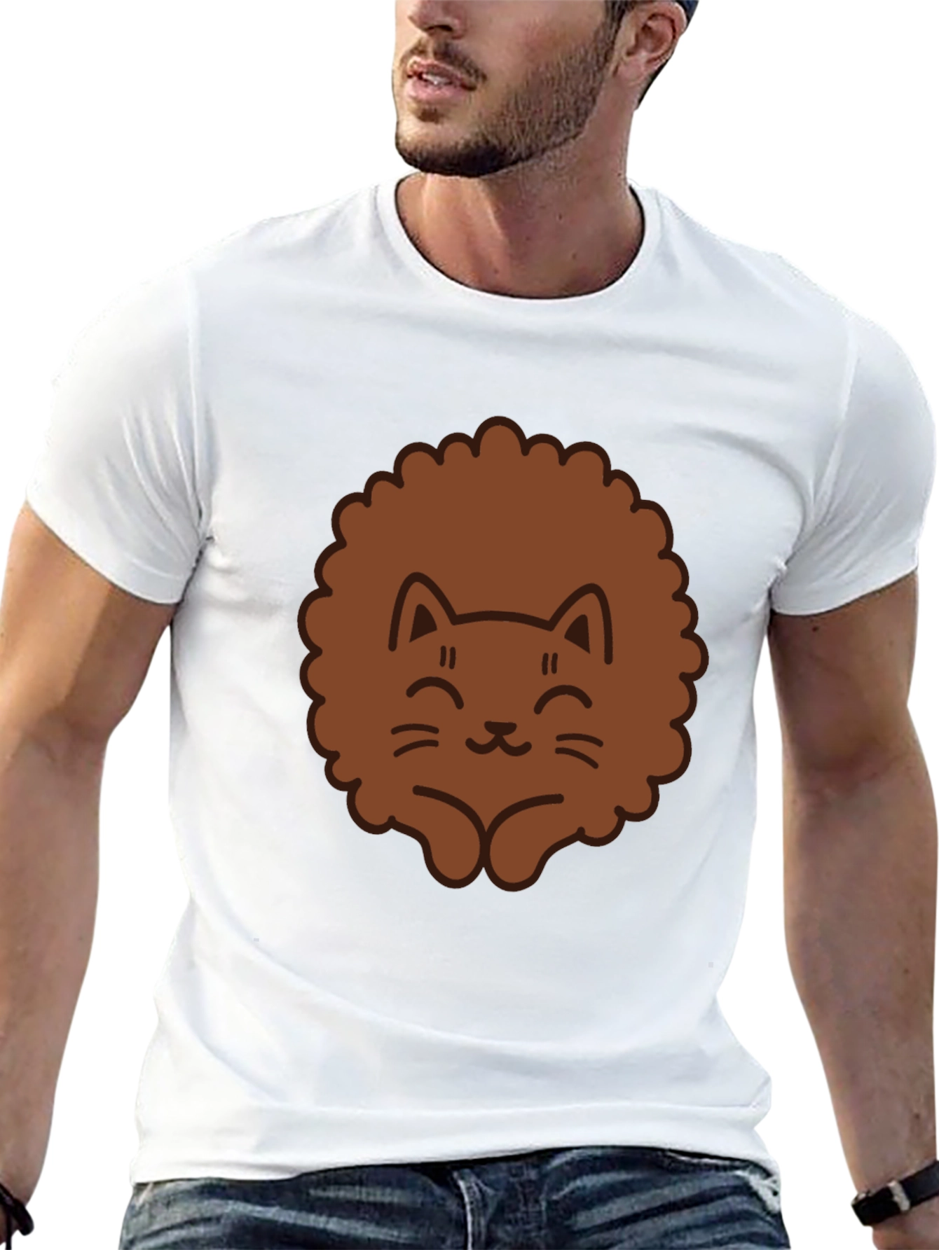 Cute Lion Graphic Black T-Shirt