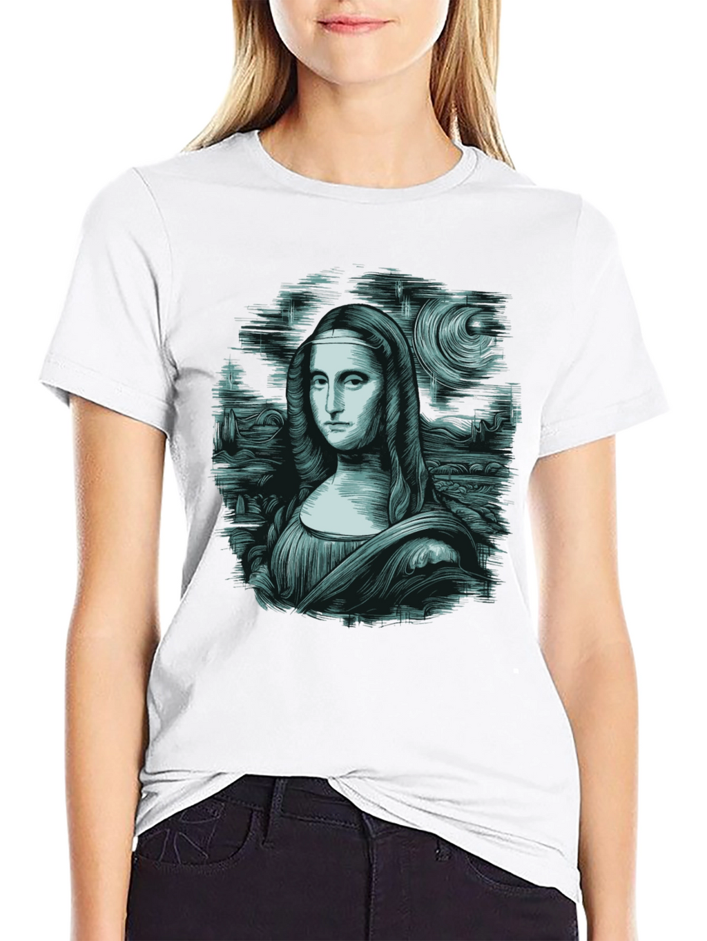 Mona Lisa Graphic Tee - Black Cotton Blend