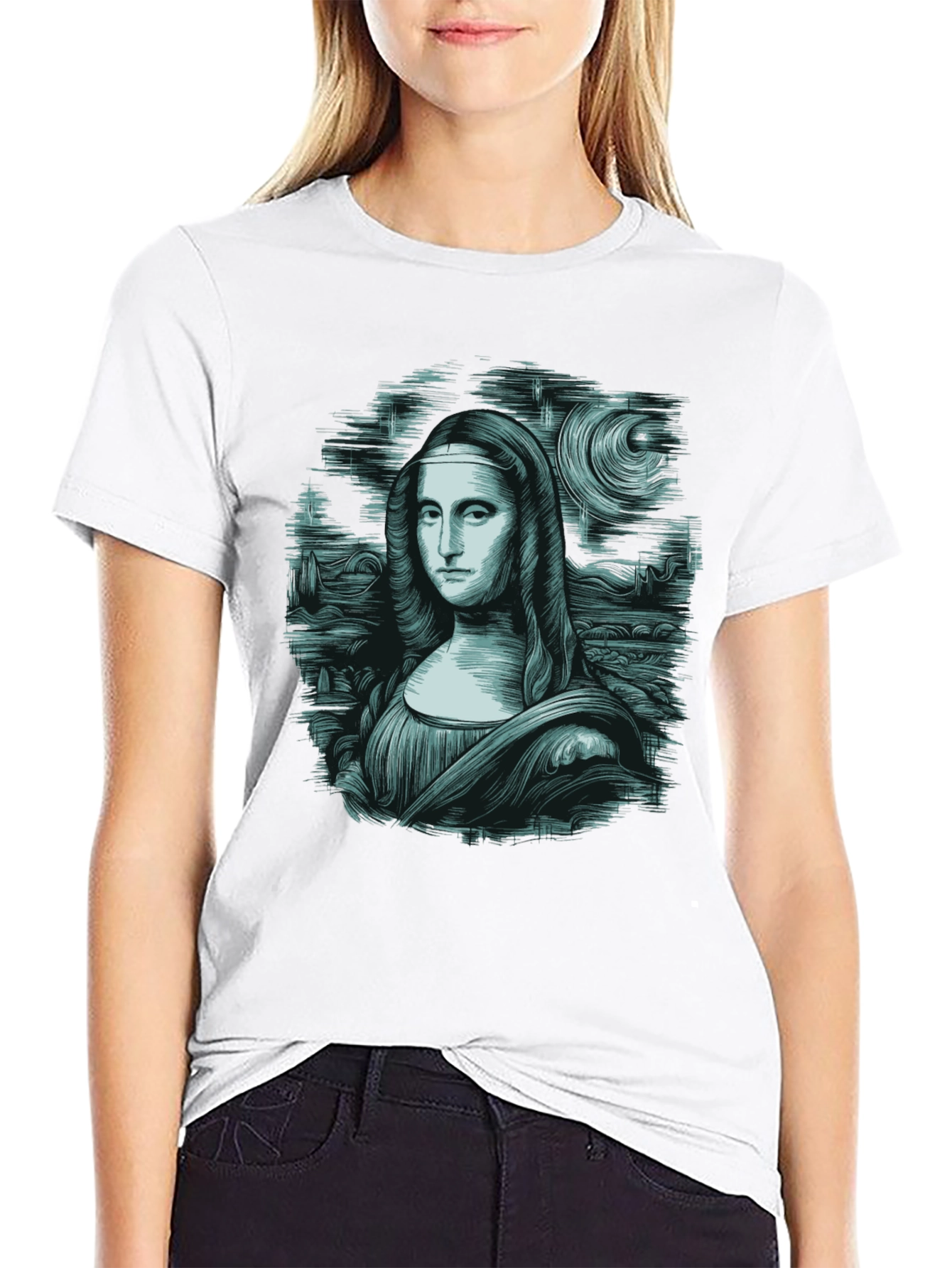 Mona Lisa Graphic Tee - Black Cotton Blend