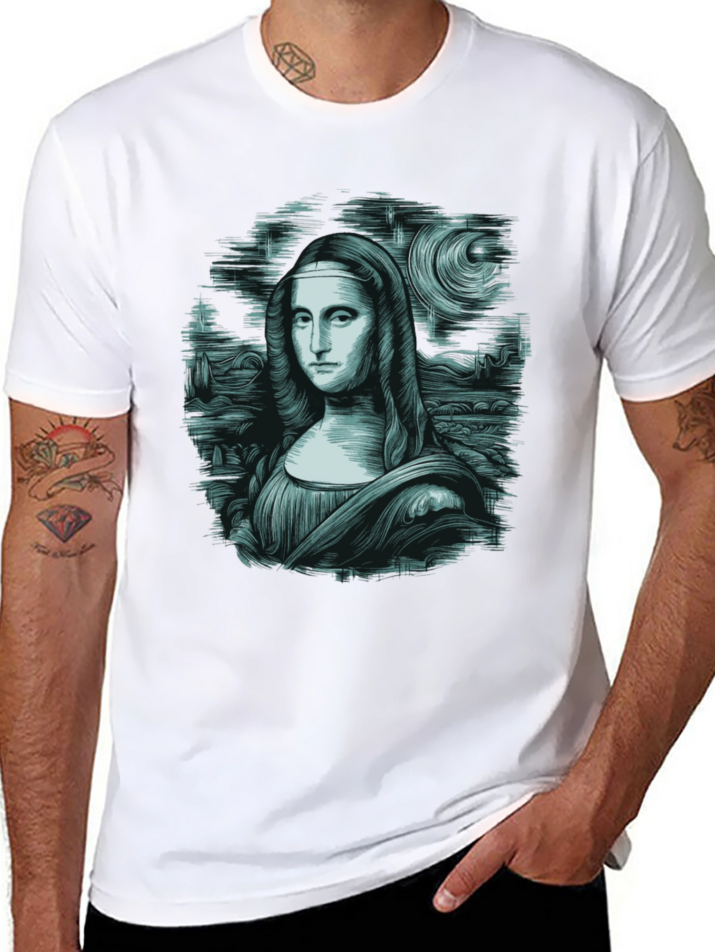 Mona Lisa Graphic Tee - Black Cotton Blend