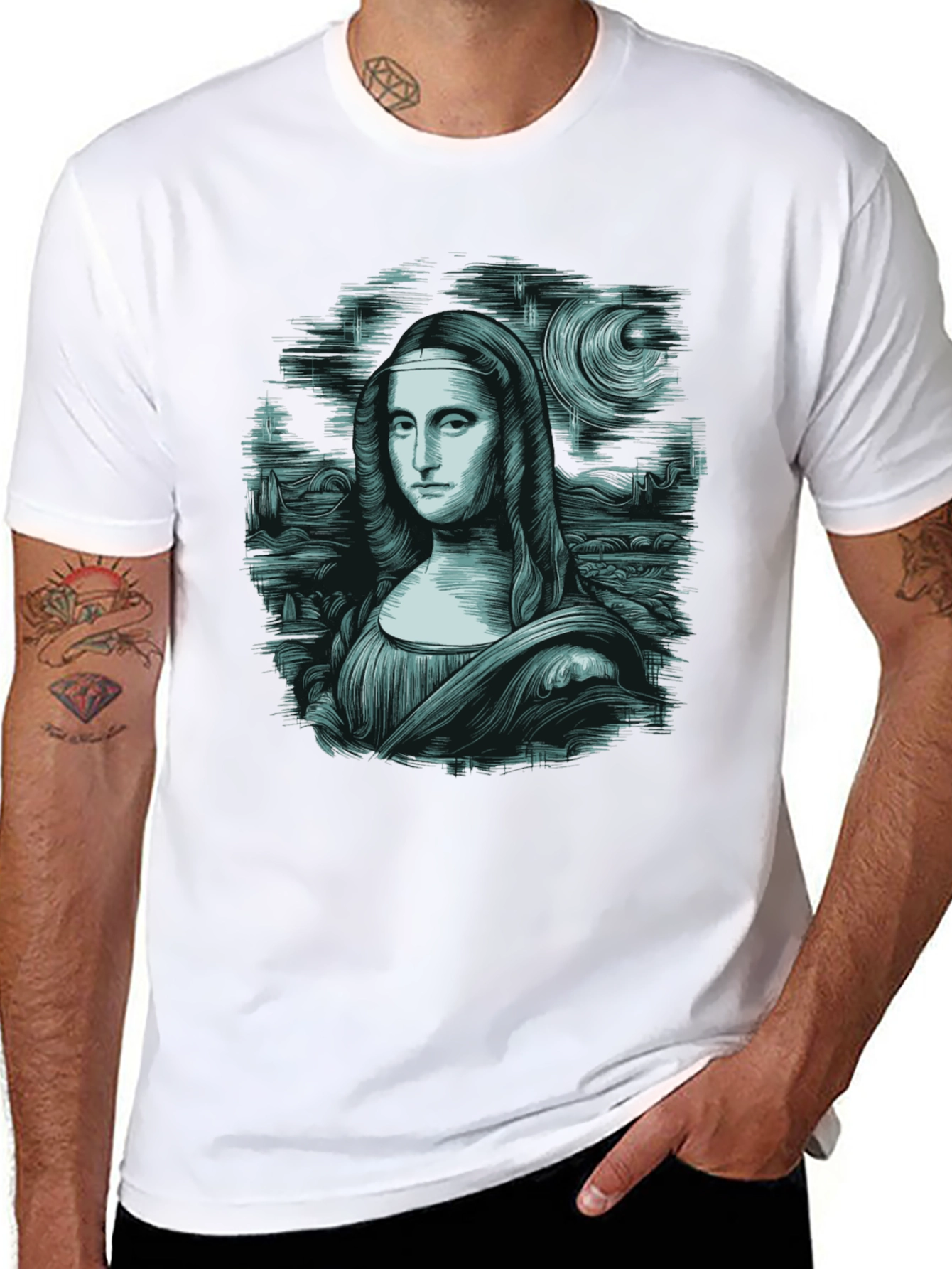 Mona Lisa Graphic Tee - Black Cotton Blend
