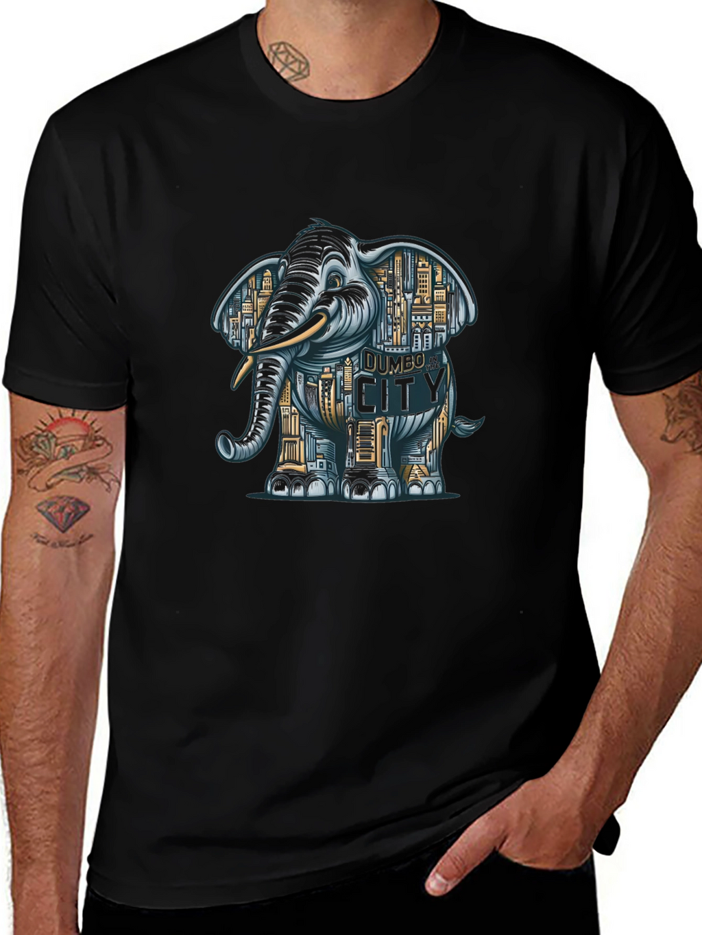Elephant Cityscape Graphic Tee