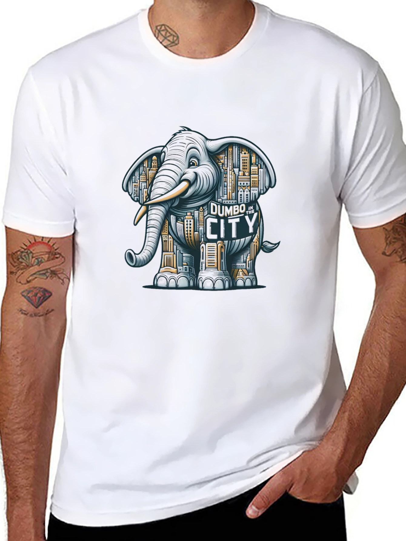 Elephant Cityscape Graphic Tee