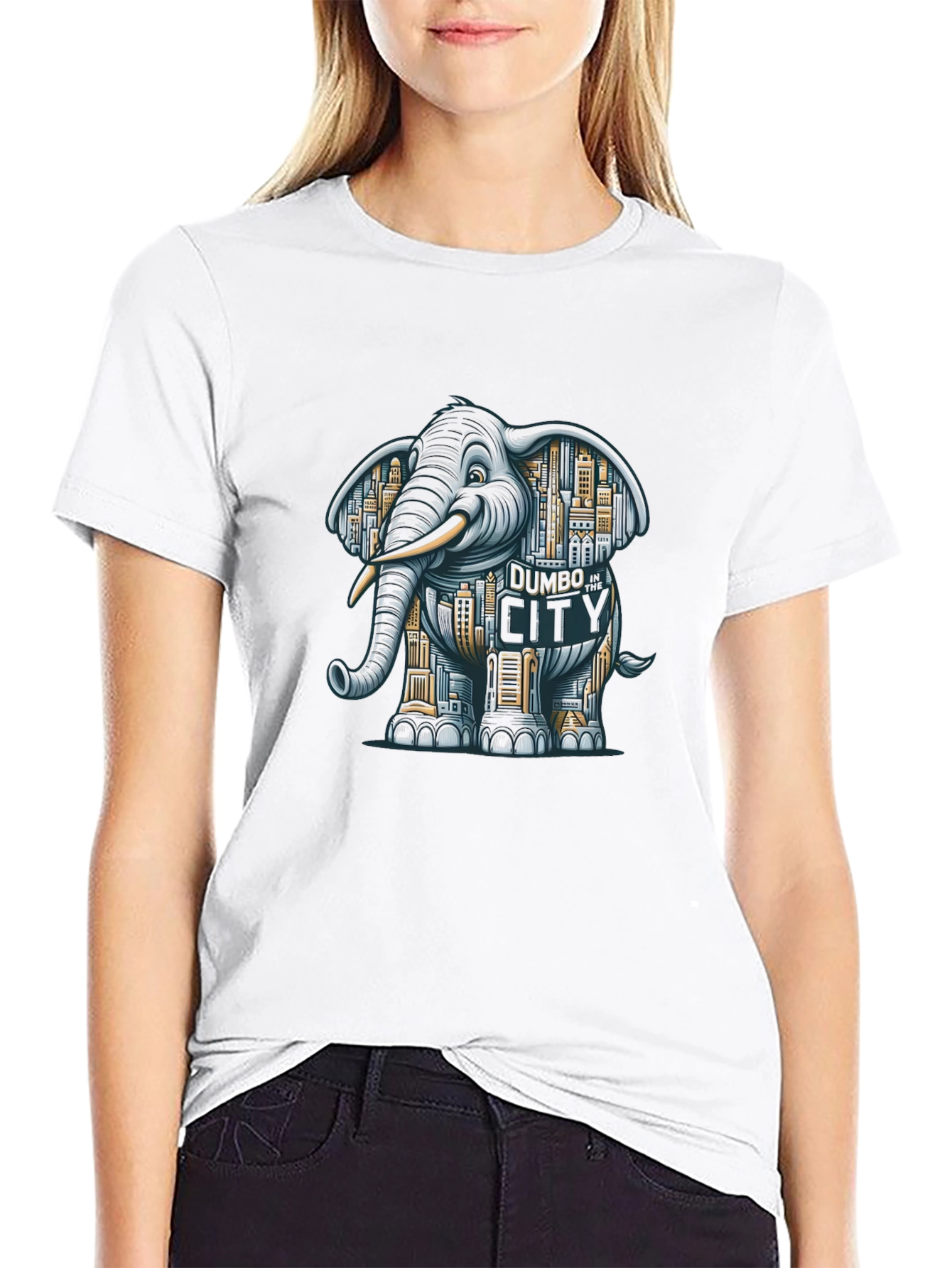 Elephant Cityscape Graphic Tee