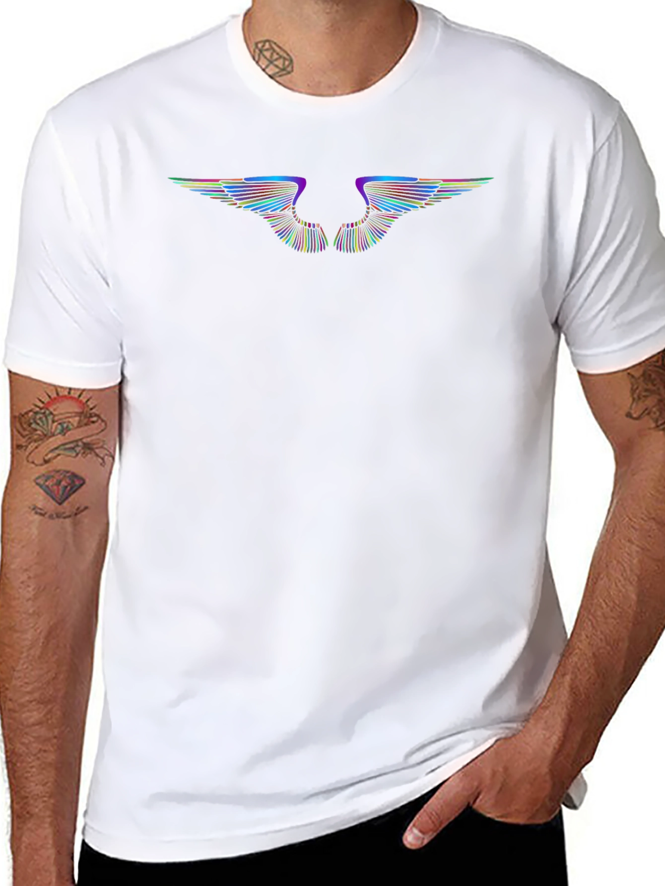 Rainbow Wings Black Tee