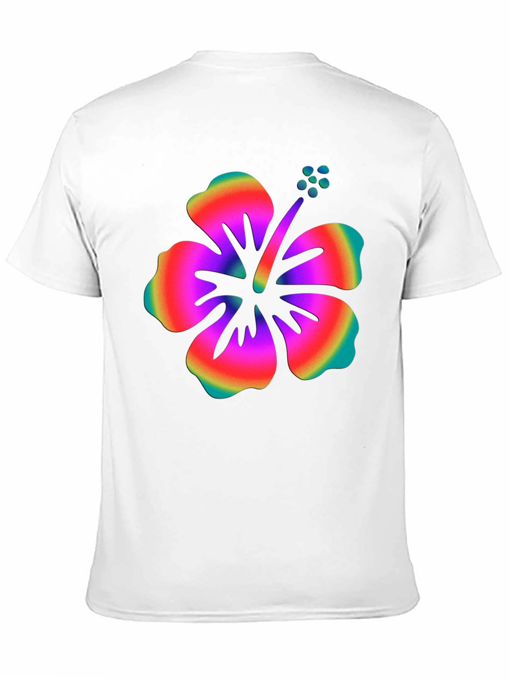 Rainbow Hibiscus Graphic Black T-Shirt