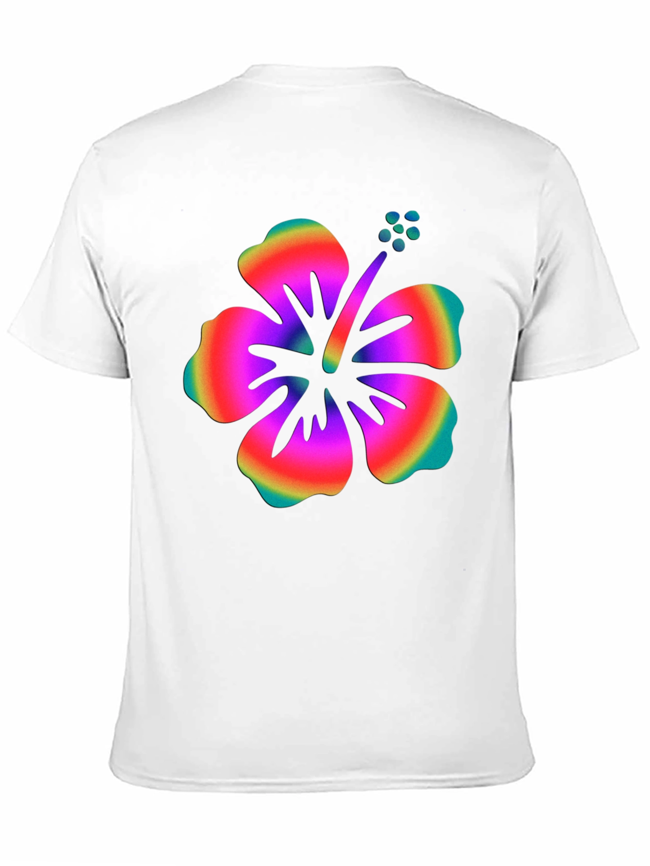 Rainbow Hibiscus Graphic Black T-Shirt