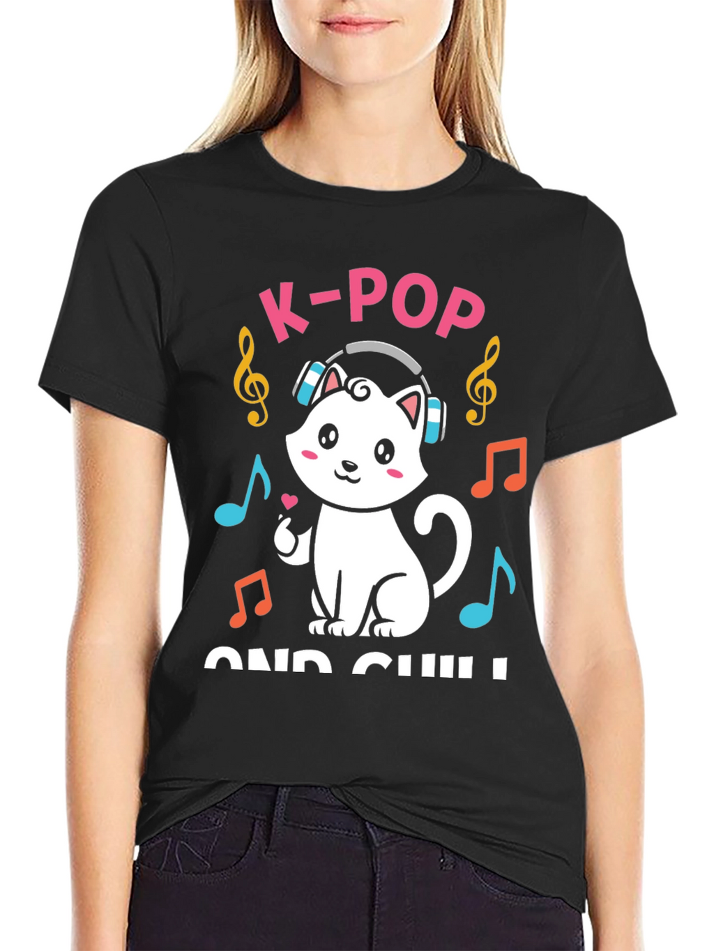 K-Pop and Chill Cat T-Shirt