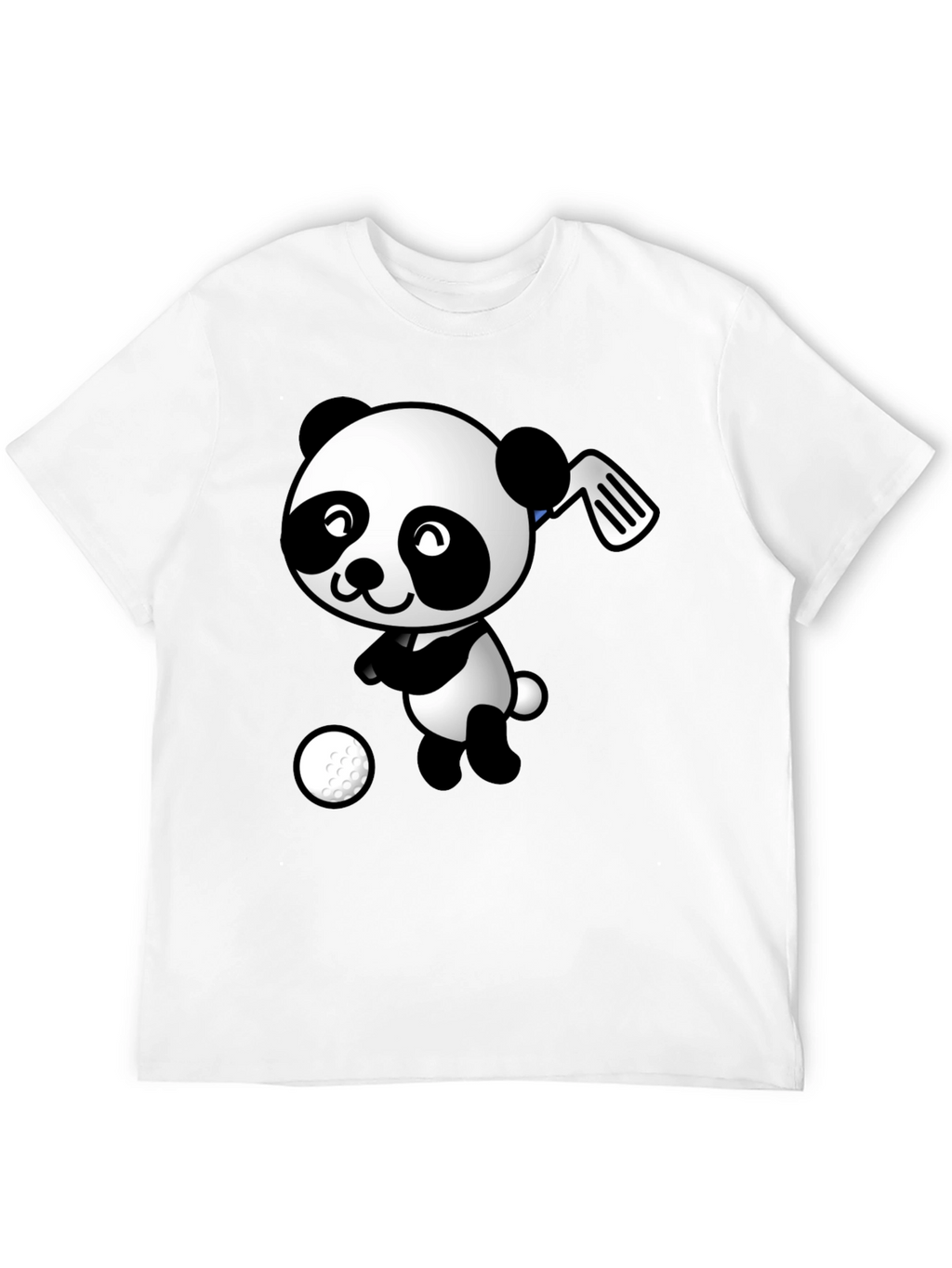 Golfing Panda Graphic Tee - Black Cotton T-Shirt