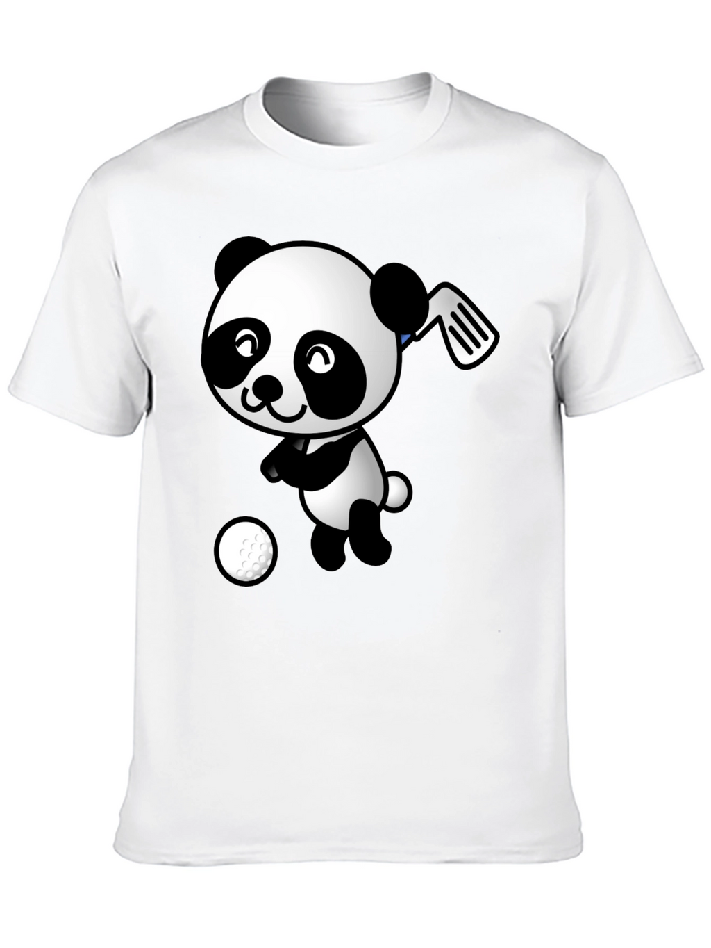 Golfing Panda Graphic Tee - Black Cotton T-Shirt