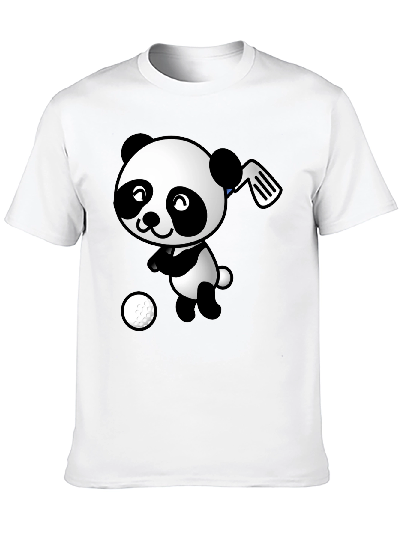 Golfing Panda Graphic Tee - Black Cotton T-Shirt