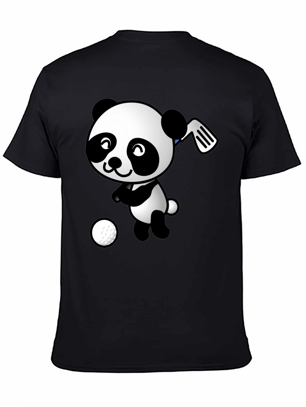 Golfing Panda Graphic Tee - Black Cotton T-Shirt