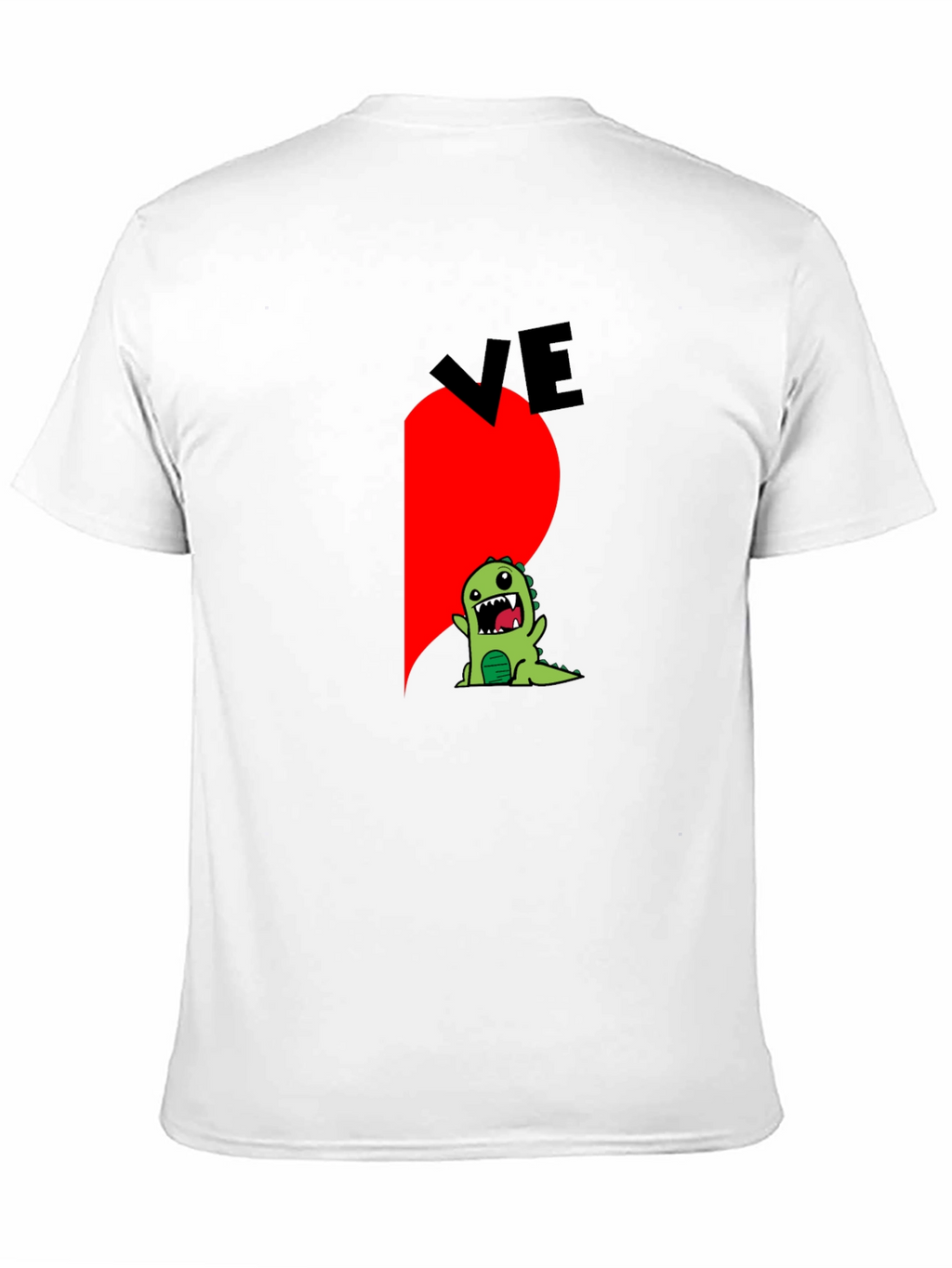 Dino Love Couple T-Shirt - Half Heart Design