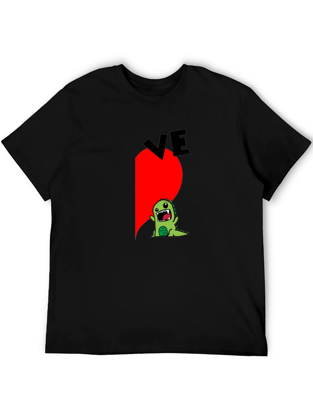 Dino Love Couple T-Shirt - Half Heart Design
