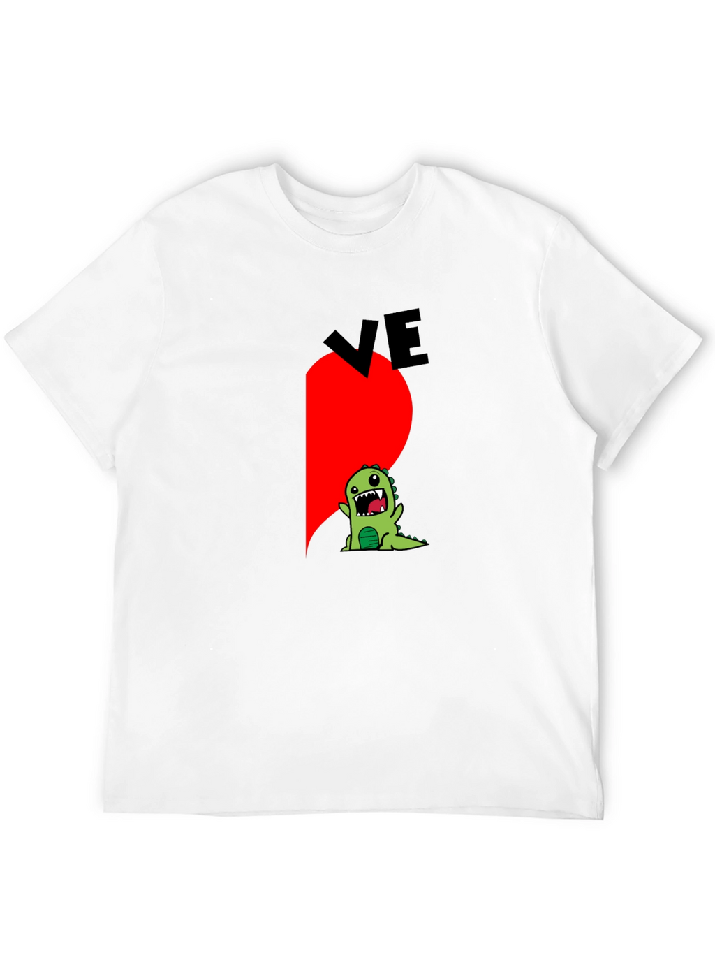 Dino Love Couple T-Shirt - Half Heart Design