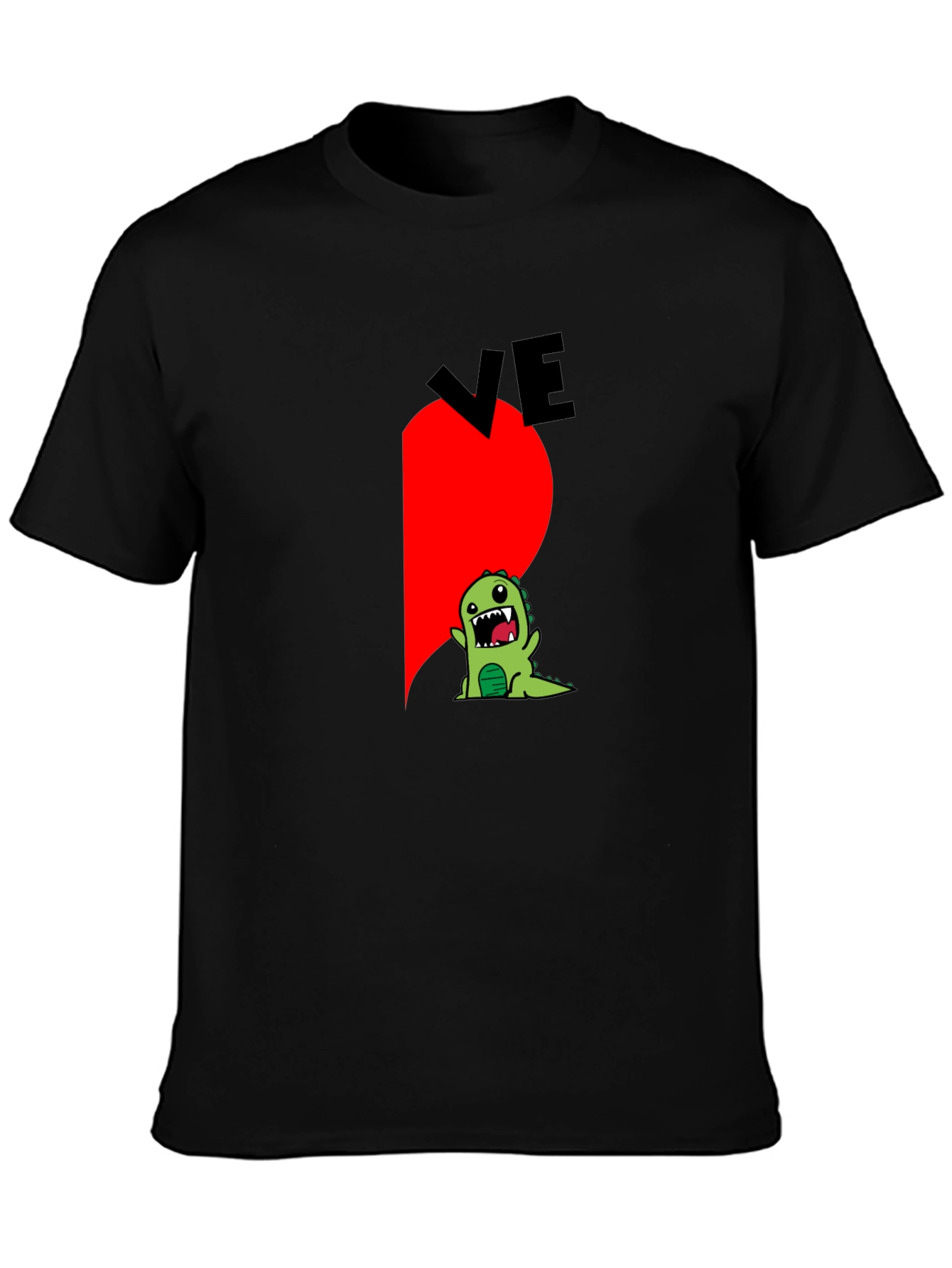 Dino Love Couple T-Shirt - Half Heart Design
