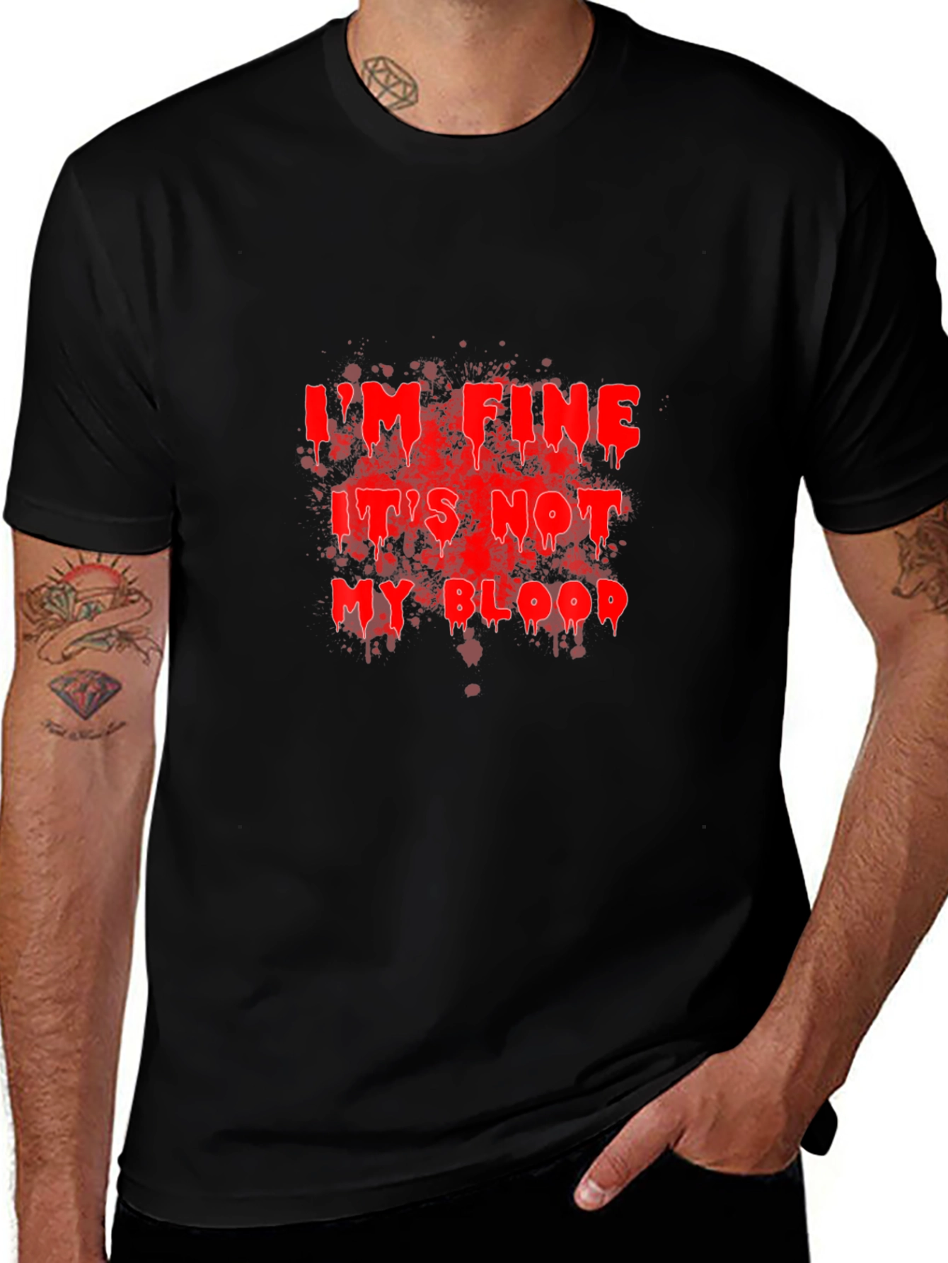 Im Fine Its Not My Blood T-Shirt - Funny Halloween Tee