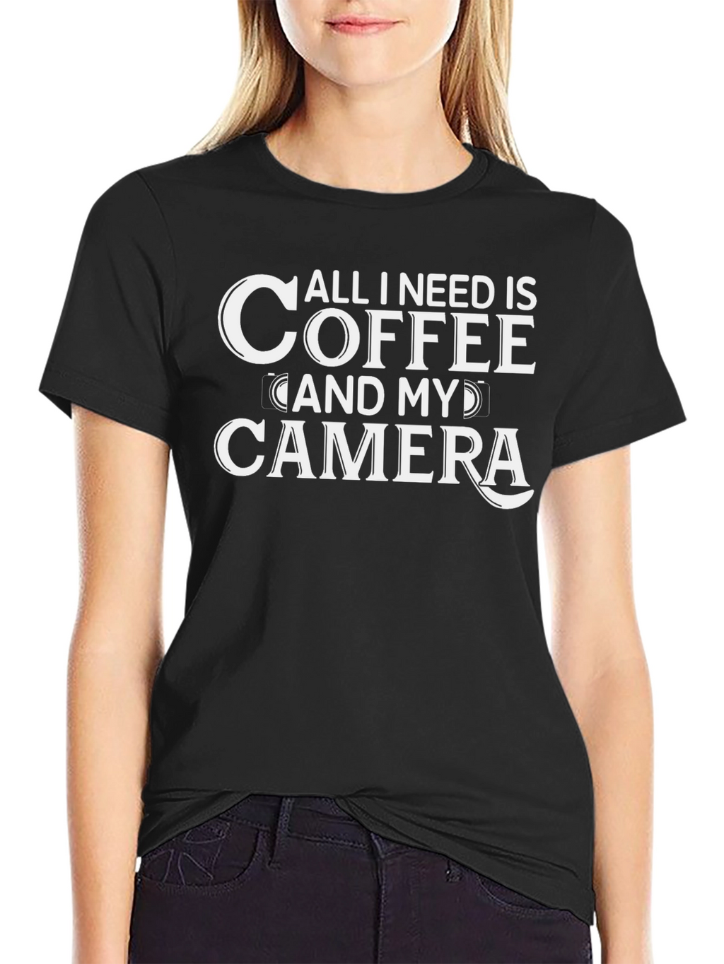 Coffee and Camera Black Graphic Tee