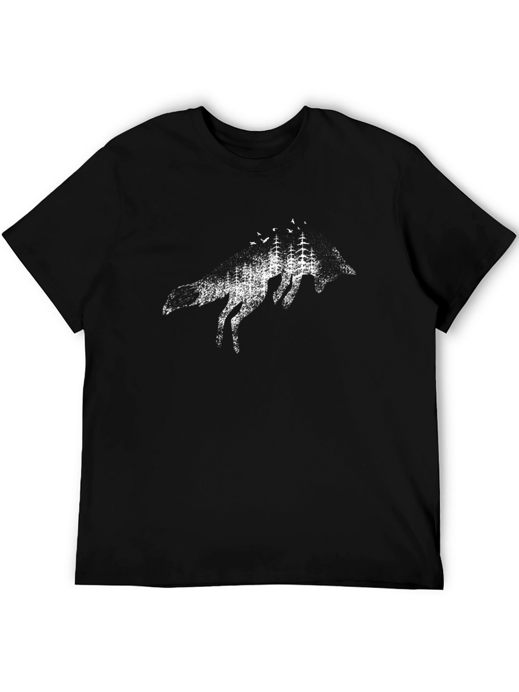 Mens Black Wolf & Forest Graphic Tee