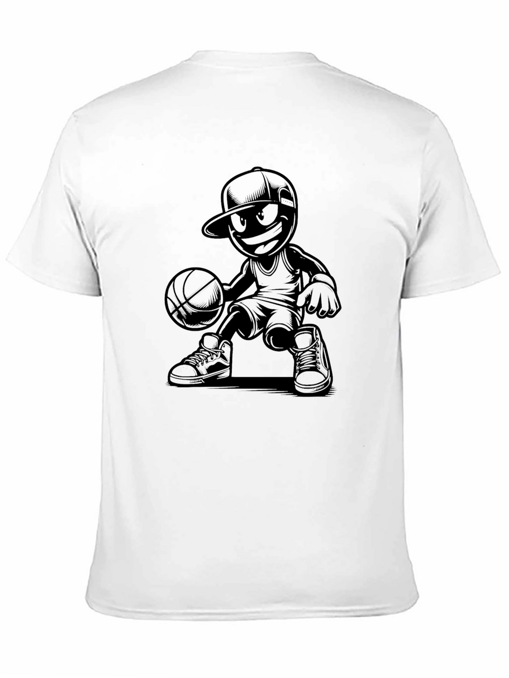 Cool Basketball Cartoon Graphic Tee - Black T-Shirt