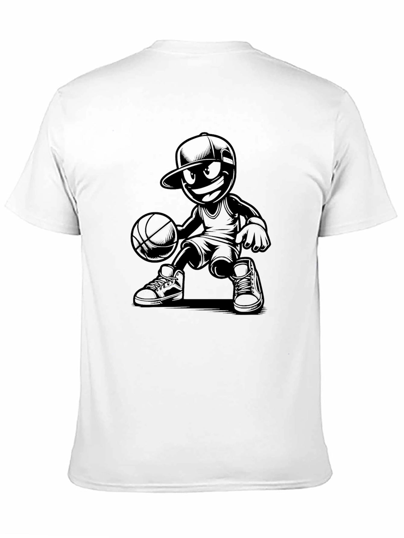 Cool Basketball Cartoon Graphic Tee - Black T-Shirt