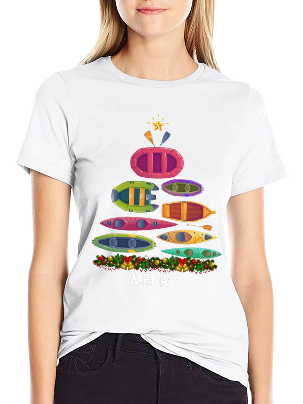 Merry Christmas Kayak Tree T-Shirt