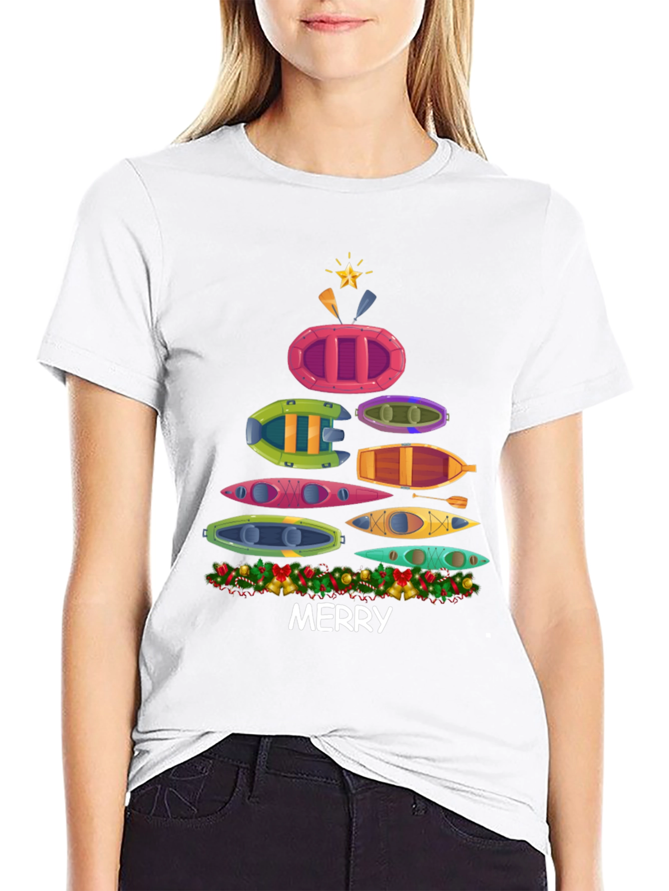 Merry Christmas Kayak Tree T-Shirt