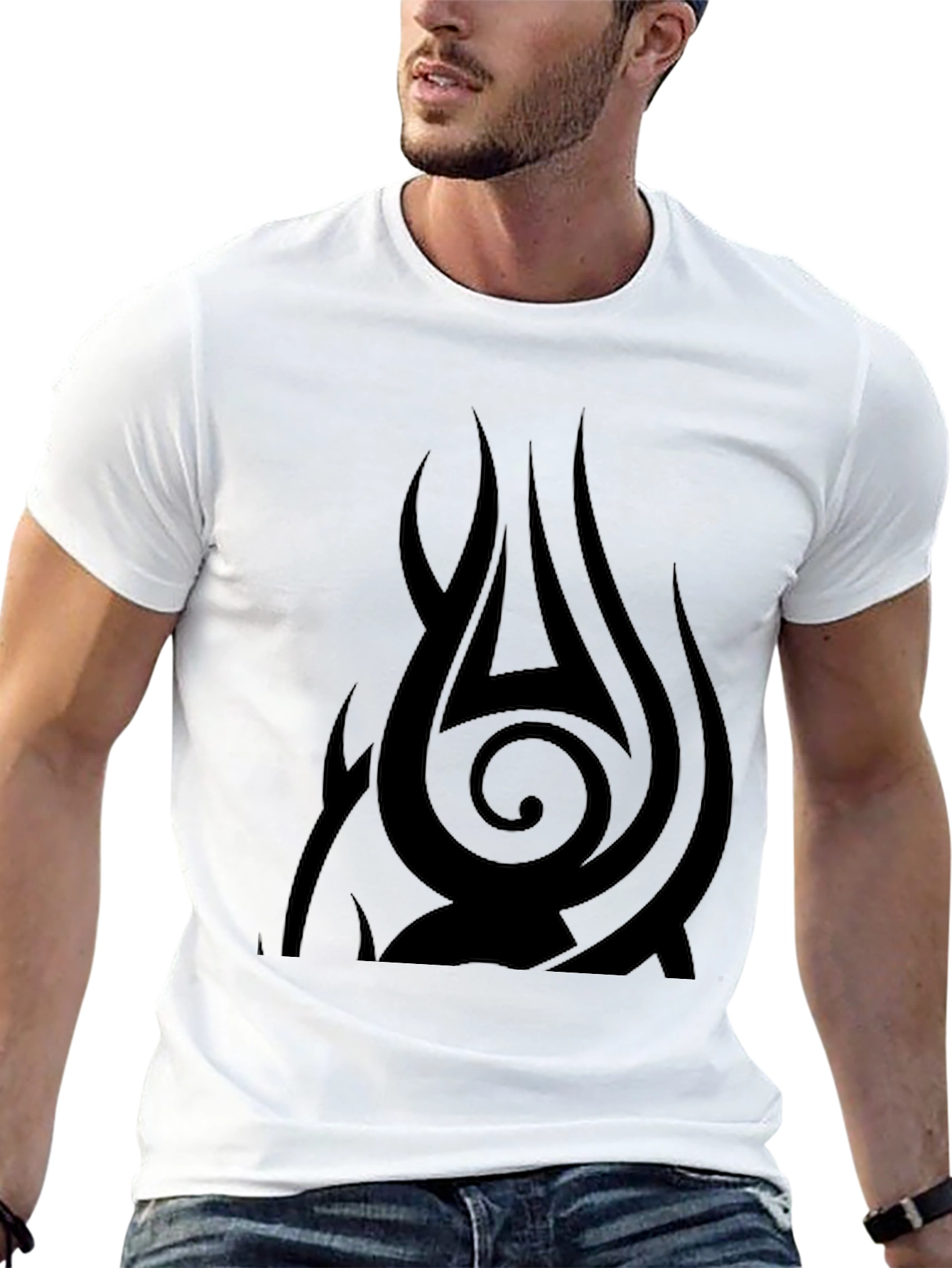 Tribal Flame Design Black T-Shirt