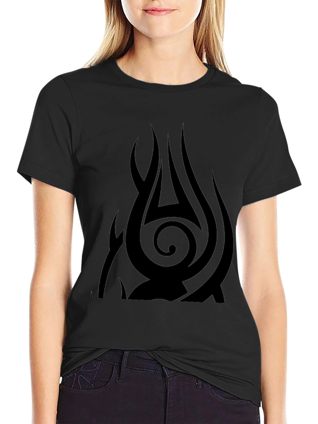 Tribal Flame Design Black T-Shirt