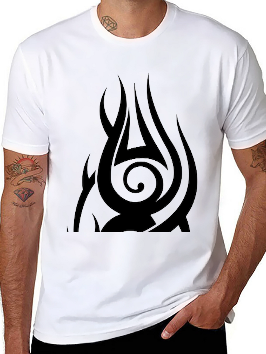 Tribal Flame Design Black T-Shirt
