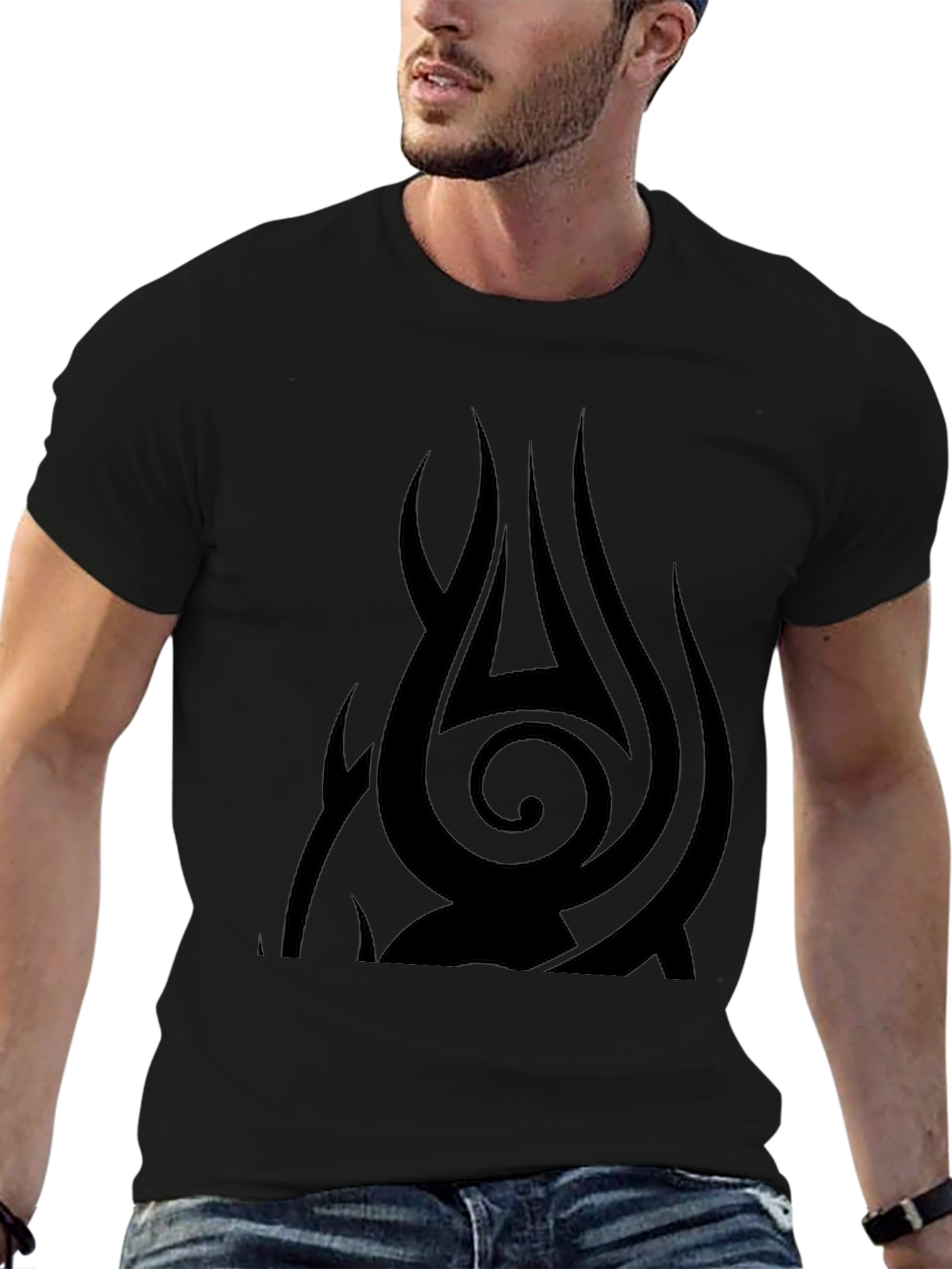 Tribal Flame Design Black T-Shirt