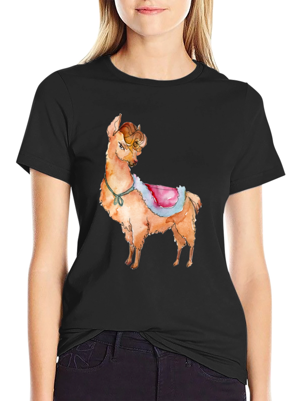 Llama Graphic Print T-Shirt - Cute & Stylish
