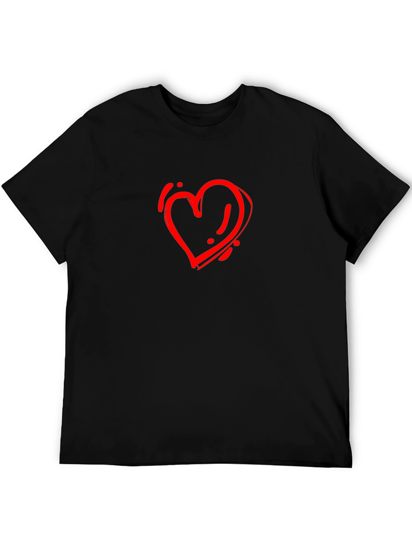 Mens Black Tee with Red Heart Design