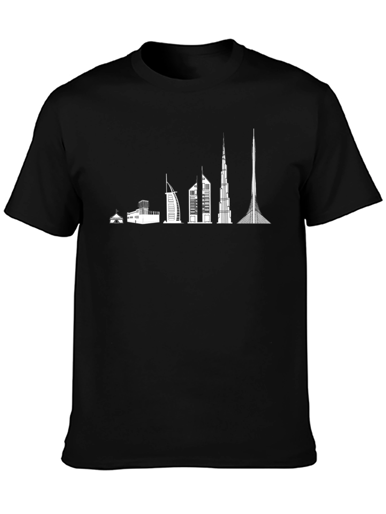 Dubai Skyline T-Shirt - Black Cotton Tee