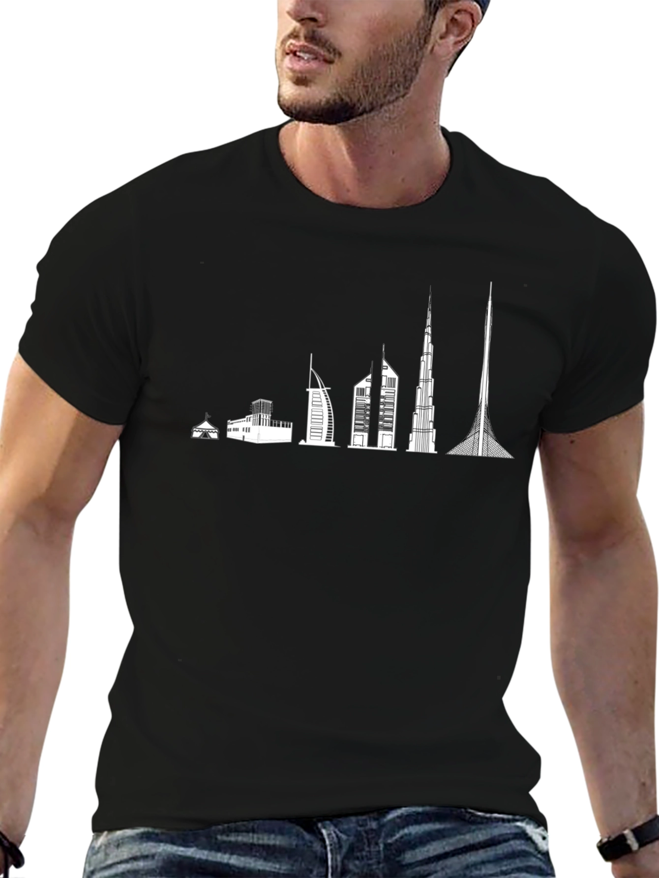 Dubai Skyline T-Shirt - Black Cotton Tee
