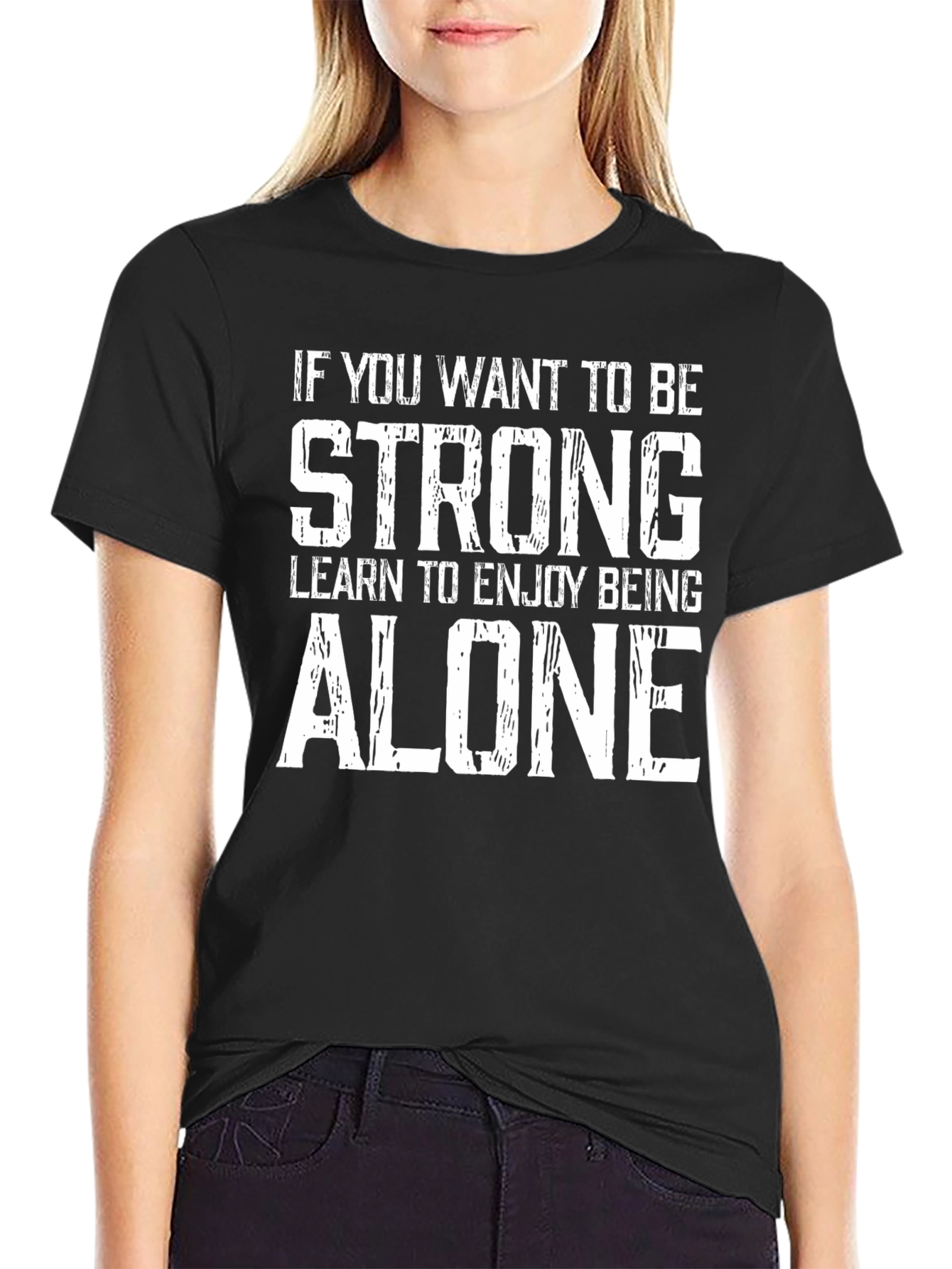 Strong Alone Black Graphic T-Shirt