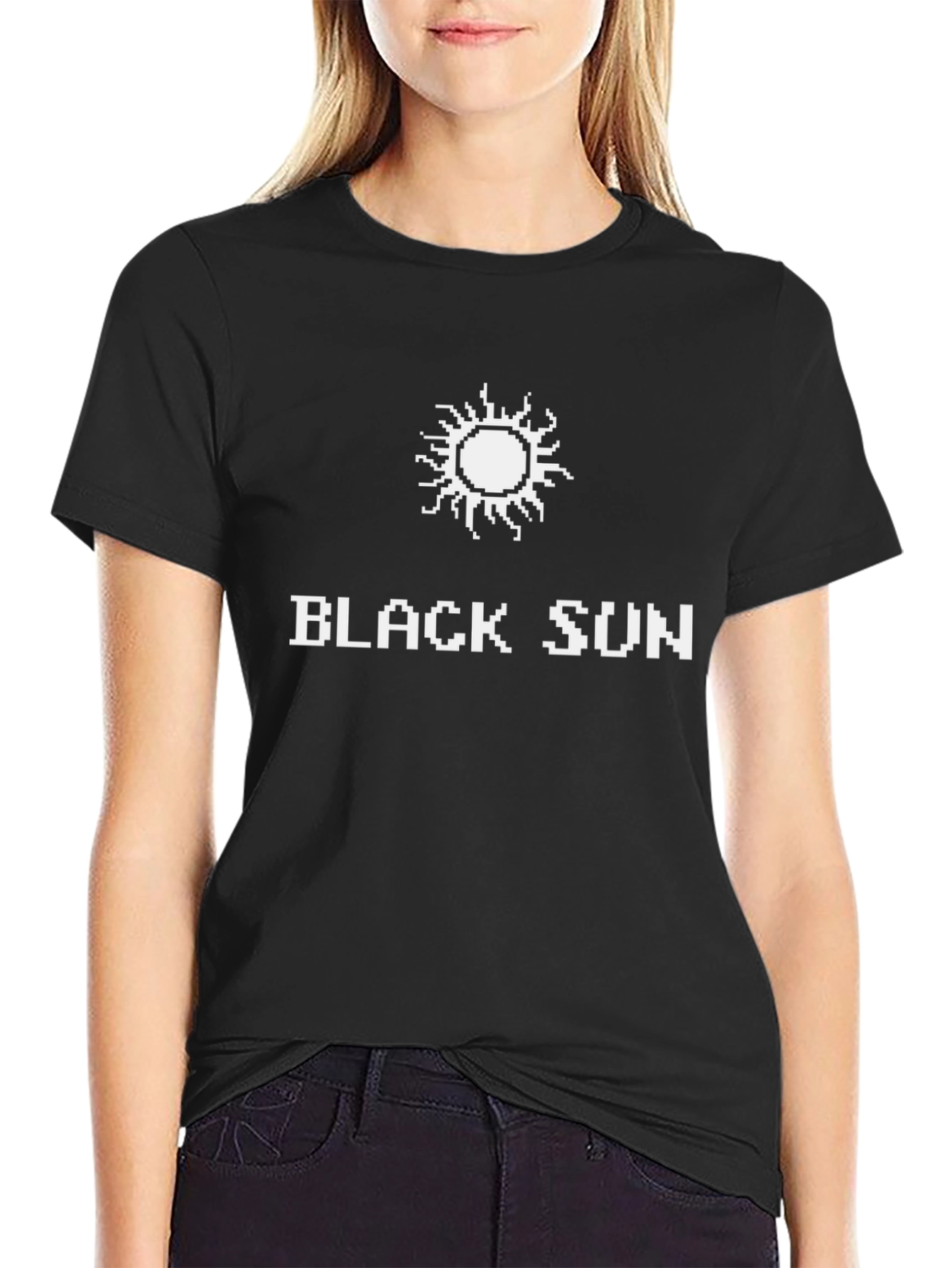 Black Sun Graphic Tee - Pixel Art Style