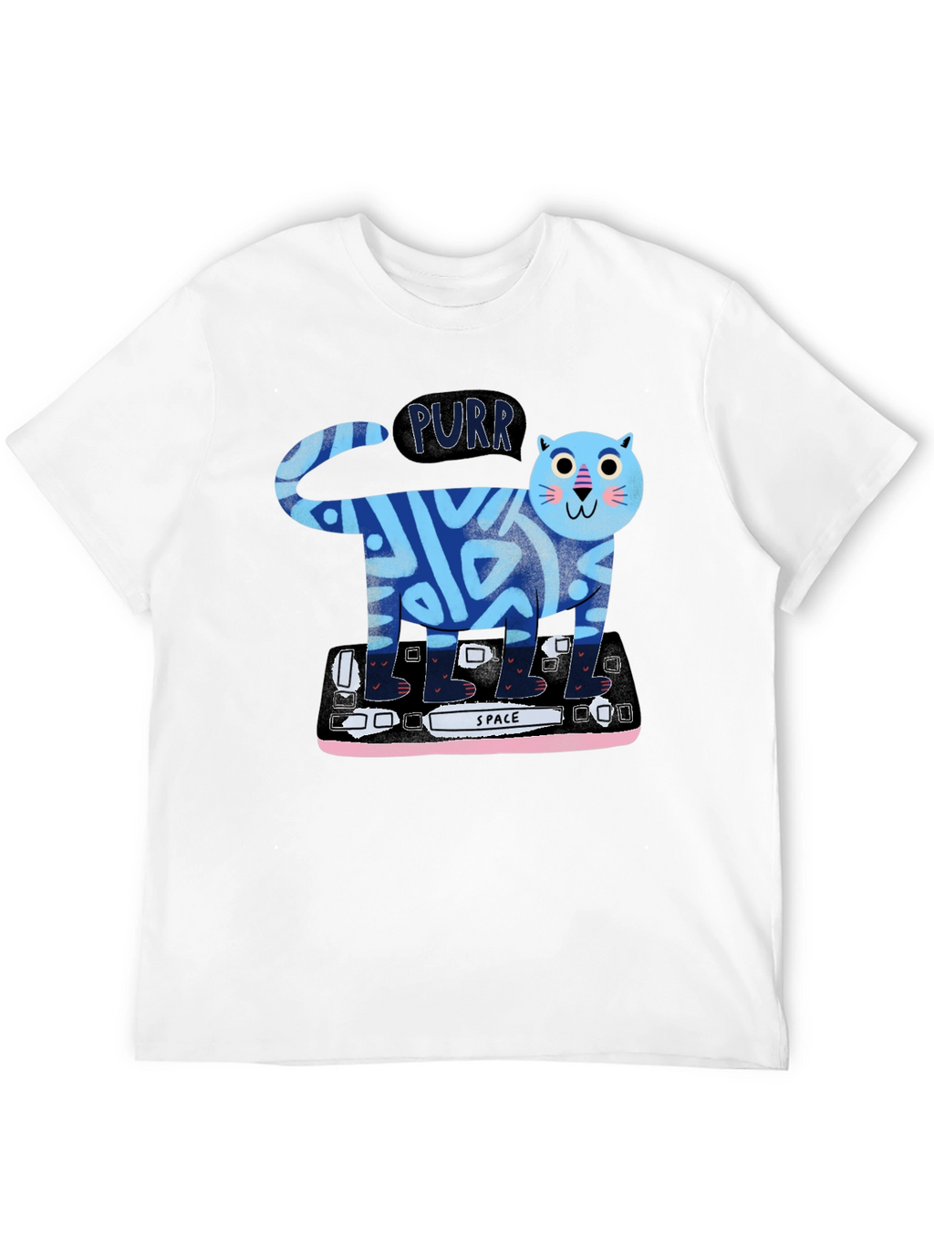 Purrfect Keyboard Cat Tee - Black Cotton Graphic T-Shirt