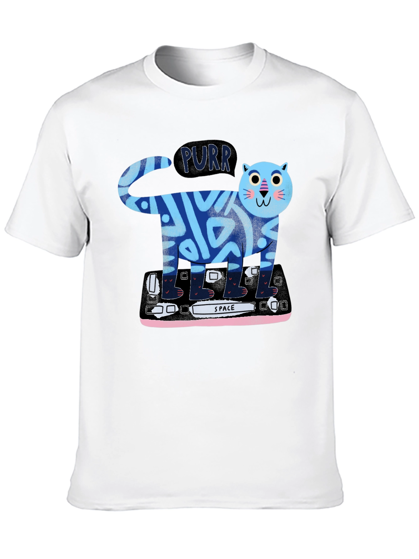 Purrfect Keyboard Cat Tee - Black Cotton Graphic T-Shirt