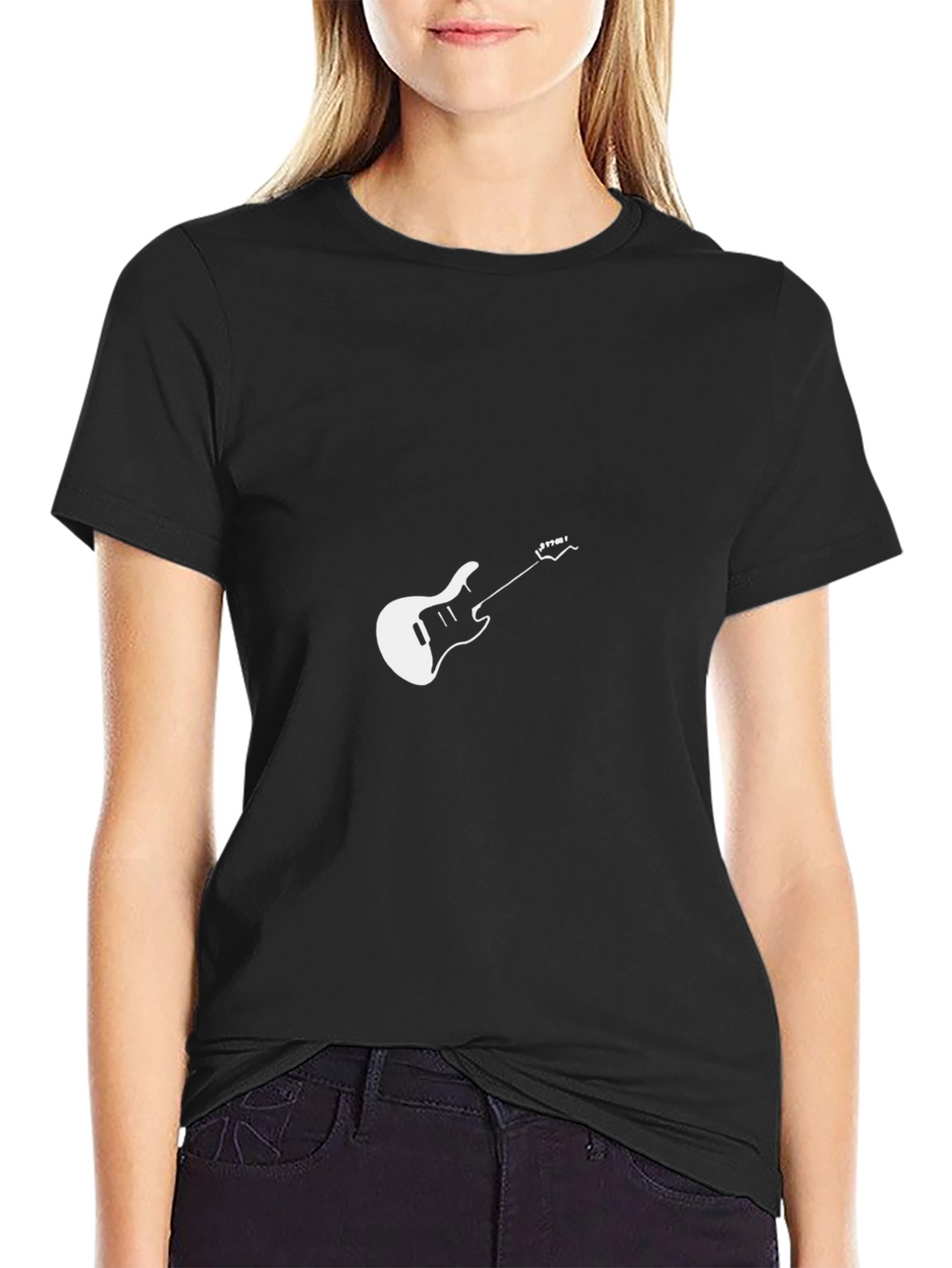 Guitar Graphic Tee - Black Cotton T-Shirt