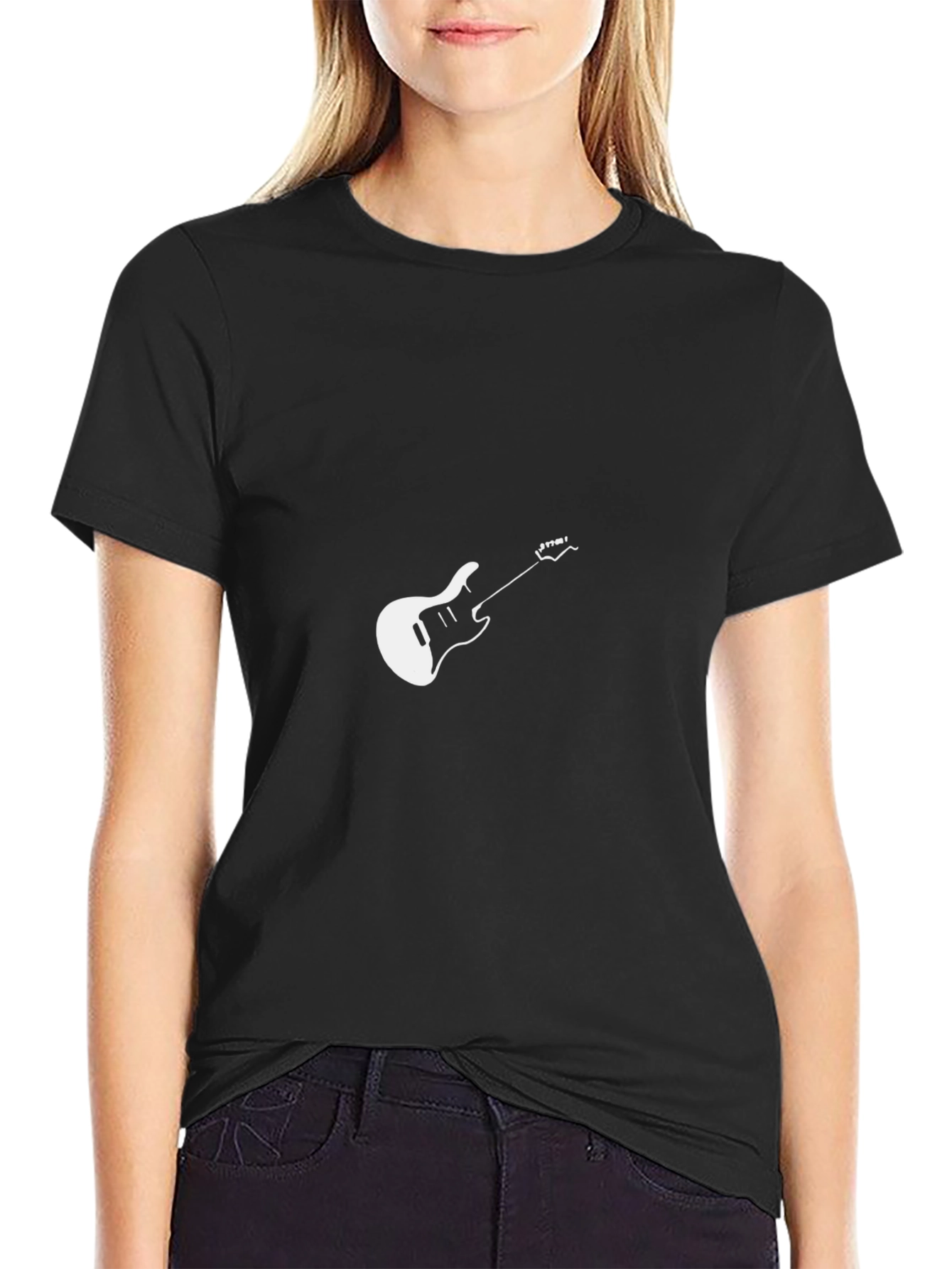 Guitar Graphic Tee - Black Cotton T-Shirt