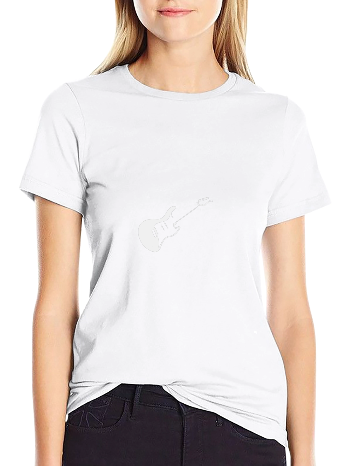 Guitar Graphic Tee - Black Cotton T-Shirt