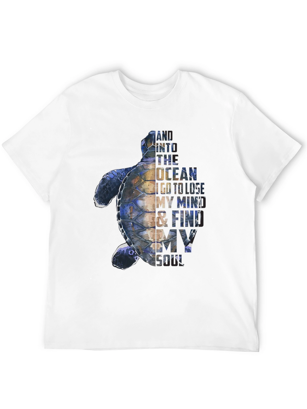 Sea Turtle Graphic Print Mens Black T-Shirt