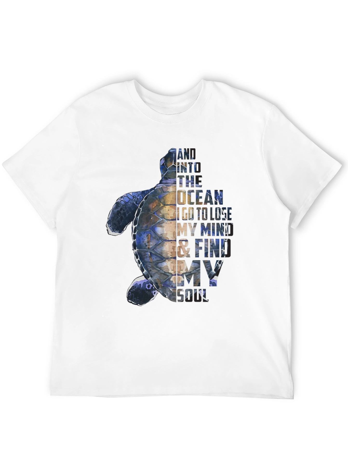 Sea Turtle Graphic Print Mens Black T-Shirt