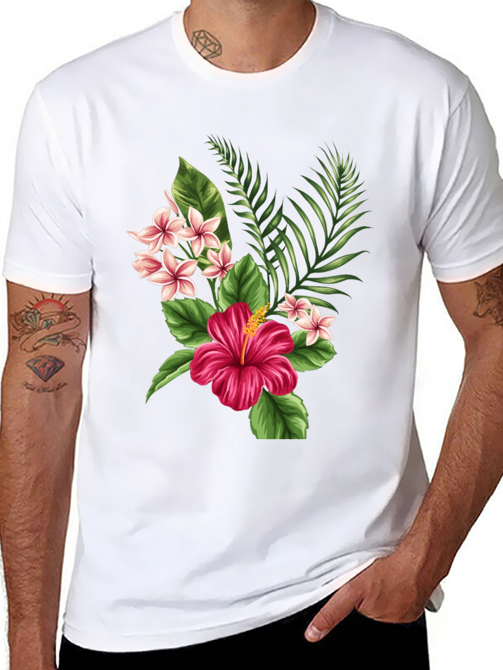 Tropical Floral Graphic Black T-Shirt