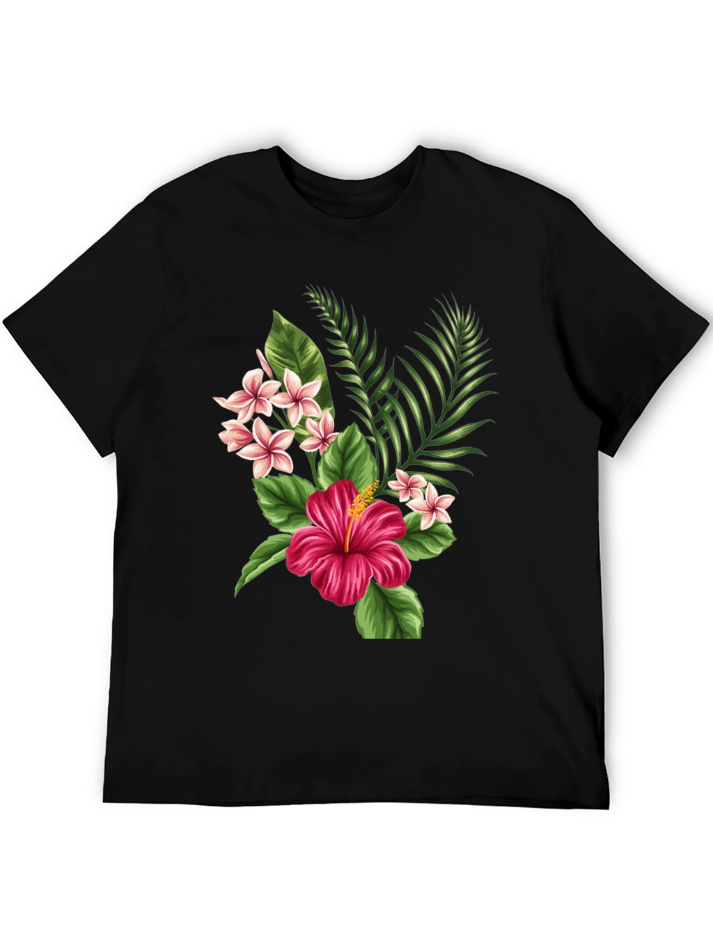 Tropical Floral Graphic Black T-Shirt